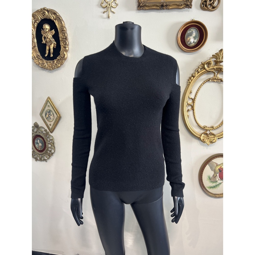 AllSaints Black Cold-Shoulder Knit Sweater Size XS